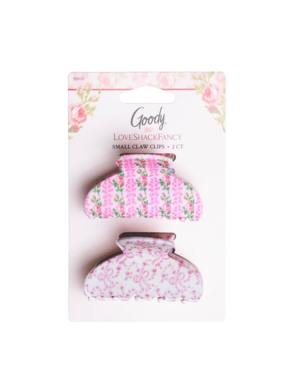 LoveShackFancy Pink Floral Small Claw Clips - 2 Pack